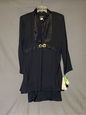 Vintage Impulsive 2 Piece Suit Dress in Navy Blue 10P